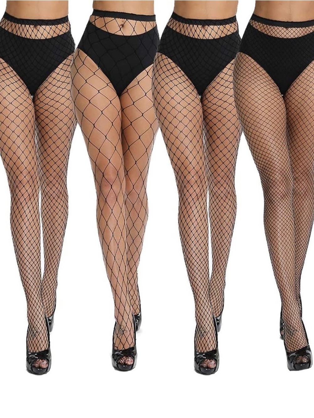 Black Fishnet Tights - Pack of 4